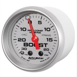 Autometer Marine Silver Ultra-Lite 2-1/16in 0-30 HG / 0-20 PSI Vacuum / Boost Gauge thumbnail 3