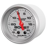 Autometer Marine Silver Ultra-Lite 2-1/16in 0-30 HG / 0-20 PSI Vacuum / Boost Gauge thumbnail 6