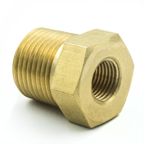 Autometer Brass Adapter Fitting - 3/8in NPT Male - 1/8in NPT Female thumbnail 1