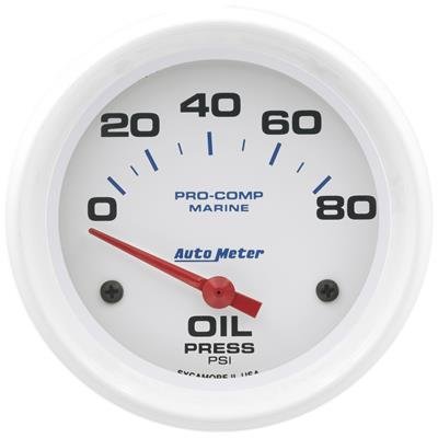 Autometer Marine White 2-5/8in 80PSI Electric Oil Pressure Gauge