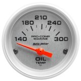 Autometer Marine Silver Ultra-Lite 2-1/16in Electric Oil Temperature Gauge 140-300 Deg F thumbnail 1