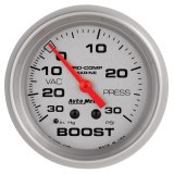 AutoMeter Marine Vac/Boost Gauge 2 5/8in 30INHG 30PSI Mechanical- Silver thumbnail 6