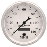 Autometer 5 inch 120mph Electric Programable w/ LCD ODO Old Tyme Speedometer - White thumbnail 4