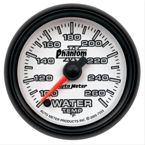 Autometer Phantom II 52mm Full Sweep Electronic 100-260 Deg F Water Temperature Gauge thumbnail 1