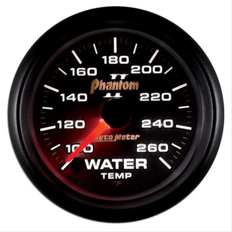Autometer Phantom II 52mm Full Sweep Electronic 100-260 Deg F Water Temperature Gauge thumbnail 2