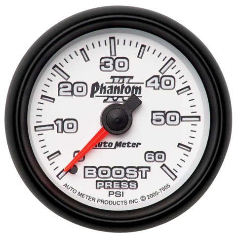 Autometer Phantom II 52.4mm Mechanical 0-60 PSI Boost Gauge thumbnail 4