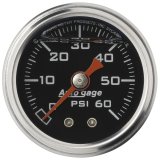 Autometer AutoGage 1.5in Liquid Filled Mechanical 0-60 PSI Fuel Pressure Gauge - Black thumbnail 2