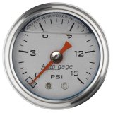 Autometer AutoGage 1.5in Liquid Filled Mechanical 0-15 PSI Fuel Pressure Gauge - Silver thumbnail 1