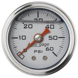 Autometer AutoGage 1.5in Liquid Filled Mechanical 0-60 PSI Fuel Pressure Gauge - Silver thumbnail 1