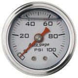 Autometer AutoGage 1.5in Liquid Filled Mechanical 0-100 PSI Fuel Pressure Gauge - Silver thumbnail 2