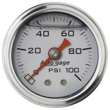 Autometer AutoGage 1.5in Liquid Filled Mechanical 0-100 PSI Fuel Pressure Gauge - Silver thumbnail 3