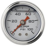 Autometer AutoGage 1.5in Liquid Filled Mechanical 0-100 PSI Fuel Pressure Gauge - Silver thumbnail 4