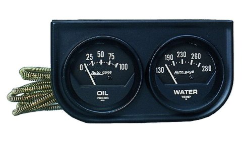 Autometer AutoGage Two-Gauge Console 52.4mm Mech 0-100 PSI Oil Press / 130-280 Deg Water Temp- Black thumbnail 6