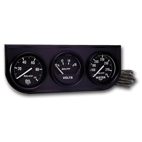 Autometer AutoGage 3-Gauge Console 52.4mm Mech 0-100 PSI Oil Press/ 10-16 V / 130-280 Deg Water Temp thumbnail 1