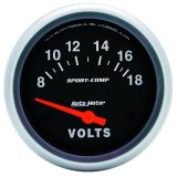 Autometer Sport-Comp 2 5/8in 8-18 Volt Short Sweep Electric Voltmeter Gauge thumbnail 4