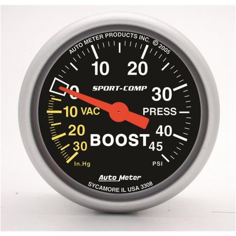 Autometer Sport-Comp 52mm 45 PSI Mechanical Boost Gauge thumbnail 2