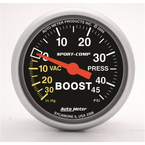 Autometer Sport-Comp 52mm 45 PSI Mechanical Boost Gauge thumbnail 3