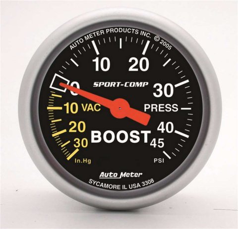 Autometer Sport-Comp 52mm 45 PSI Mechanical Boost Gauge thumbnail 8