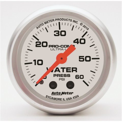 Autometer Ultra-Lite 52mm 60 PSI Mechanical Water Pressure Gauge thumbnail 2