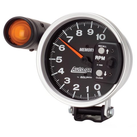 Autometer 5 inch 10K RPM w/ Monster Shift Lite / Memory Pedestal Tachometer thumbnail 2