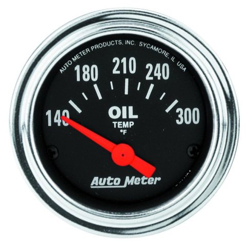 Autometer Traditional Chrome 52mm 140-300 Degree F Short Sweep Electrical Oil Temperature Gauge thumbnail 2