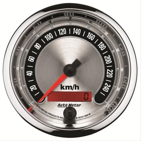 Autometer American Muscle 85.7mm Electric Programmable Metric 260kph Speedometer thumbnail 1