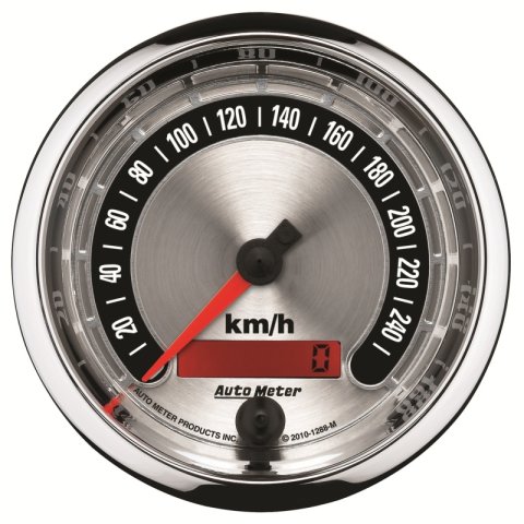 Autometer American Muscle 85.7mm Electric Programmable Metric 260kph Speedometer thumbnail 3