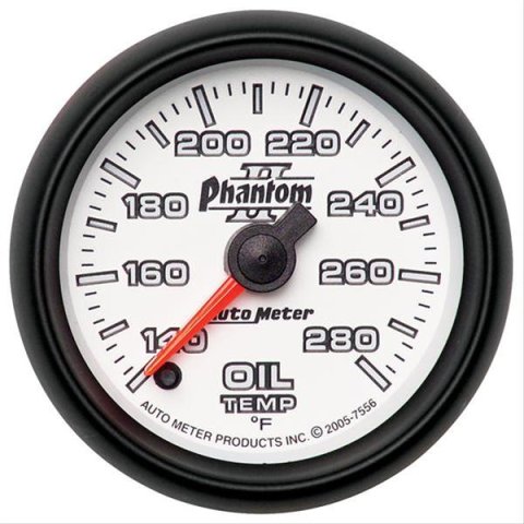 Autometer Phantom II 52mm Full Sweep Electronic 140-280 Deg F Oil Temperature Gauge