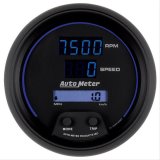 Autometer 85.7mm Black Digital 8000rpm/160mph or 260kmph Electric Tachometer/Speedometer Combo thumbnail 1