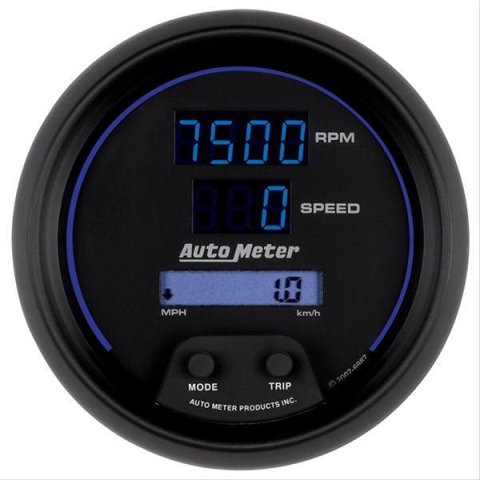 Autometer 85.7mm Black Digital 8000rpm/160mph or 260kmph Electric Tachometer/Speedometer Combo