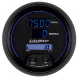 Autometer 85.7mm Black Digital 8000rpm/160mph or 260kmph Electric Tachometer/Speedometer Combo thumbnail 4