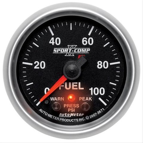 Autometer Sport-Comp II 2-5/8in 0-100 PSI Full Sweep Electronic Fuel Pressure Gauge