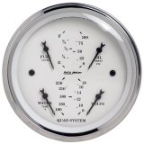 Autometer Old Tyme White 3-3/8in Short Sweep Electric Quad Gauge-Oil Press 0-100 PSI/Water Temp100- thumbnail 2