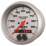 Autometer Marine Silver 3-3/8in 100MPH GPS Speedometer Gauge thumbnail 4