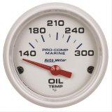 Autometer Marine White Ultra-Lite 2-1/16in Electric Oil Temperature Gauge 140-300 Deg F thumbnail 1