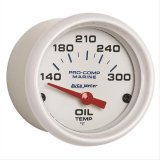 Autometer Marine White Ultra-Lite 2-1/16in Electric Oil Temperature Gauge 140-300 Deg F thumbnail 3