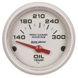 Autometer Marine White Ultra-Lite 2-1/16in Electric Oil Temperature Gauge 140-300 Deg F thumbnail 4