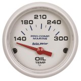 Autometer Marine White Ultra-Lite 2-1/16in Electric Oil Temperature Gauge 140-300 Deg F thumbnail 5
