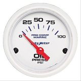 Autometer Ultra-Lite 2-1/16in Electric 100 PSI Oil Pressure Gauge Marine White thumbnail 1