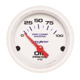 Autometer Ultra-Lite 2-1/16in Electric 100 PSI Oil Pressure Gauge Marine White thumbnail 2