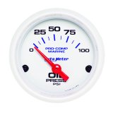 Autometer Ultra-Lite 2-1/16in Electric 100 PSI Oil Pressure Gauge Marine White thumbnail 3