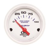 Autometer Ultra-Lite 2-1/16in Electric 100 PSI Oil Pressure Gauge Marine White thumbnail 4