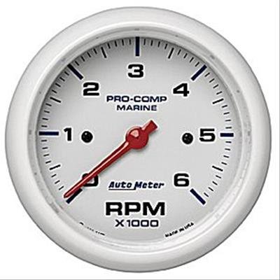 Autometer Marine White Ultra-Lite Gauge 3-3/8in Tachometer 6K RPM
