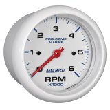 Autometer Marine White Ultra-Lite Gauge 3-3/8in Tachometer 6K RPM thumbnail 4