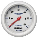 Autometer Marine White Ultra-Lite Gauge 3-3/8in Tachometer 6K RPM thumbnail 6