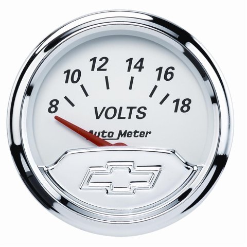 Autometer Chevy Vintage 2in 8-18 Volts Short Sweep Electronic Voltmeter Gauge