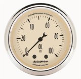 Autometer Antique Beige 52.4mm 0-100 PSI Mechanical Oil Pressure Gauge thumbnail 1