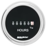 Autometer Traditional Chrome 52mm 100k Short Sweep Electronic Hourmeter thumbnail 1