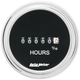 Autometer Traditional Chrome 52mm 100k Short Sweep Electronic Hourmeter thumbnail 4
