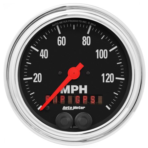 Autometer Traditional Chrome 3-3/8in 140 MPH In-Dash Full Sweep GPS Speedometer